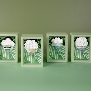 scented clay flower+wooden holder+20ml fragrance oil in gift box
